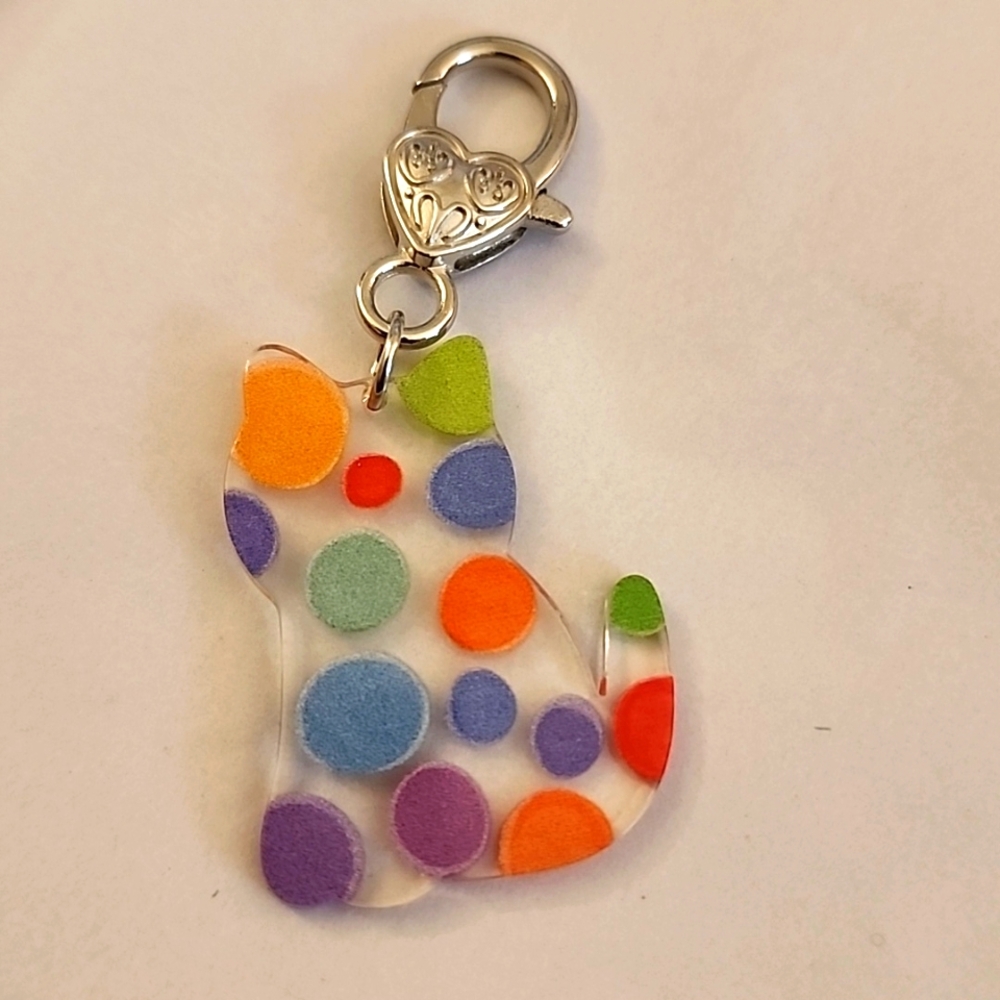 CAT  ZIPPER Pull purse charm Or Charm bracelet Lobster claw clip closure